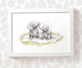 Elephants in Puddles Nursery Print for Twins