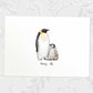 Printed A4 penguin family print featuring mum and baby with names for the best mothers day gift