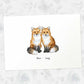 Fox couple print with personalised names beneath for the best husband or wife gift