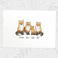 Fox family portrait with grandad and grandchildren personalised with names for the best grandparents gift