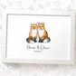 Personalized Fox Couple A4 Framed Print Featuring Names and Date For A Special First Anniversary Gift