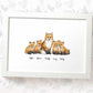 Fox A3 framed family print featuring dad and 4 children with names beneath for a unique fathers day gift