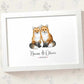 Personalized Fox Couple A4 Framed Print Featuring Newlywed Names And Date For A Unique Wedding Gift