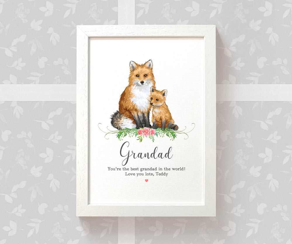 Thank You Personalised Name Gift Animal Prints Fox Wall Art Custom Fathers Day Dad Grandad Present