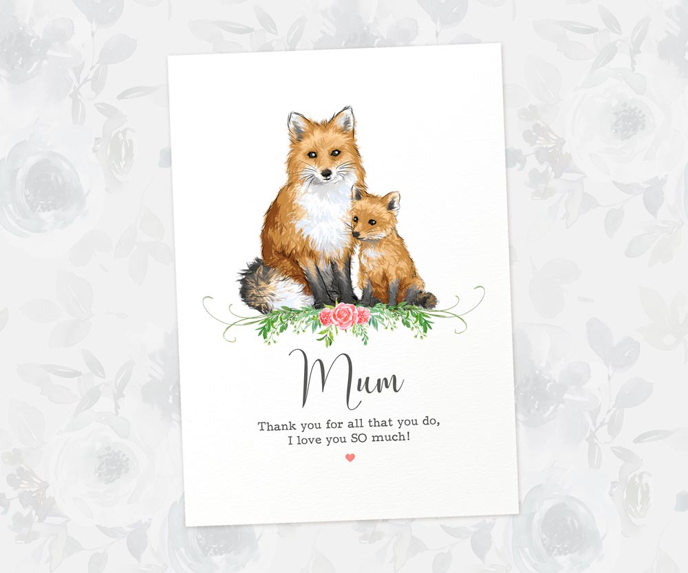 Thank You Personalised Name Gift Animal Prints Fox Wall Art Custom Fathers Day Son Grandad Present