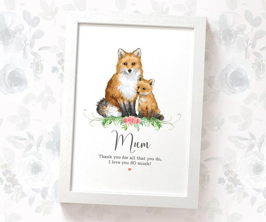 Thank You Personalised Name Gift Animal Prints Fox Wall Art Custom Mothers Day Daughter Teacher Present