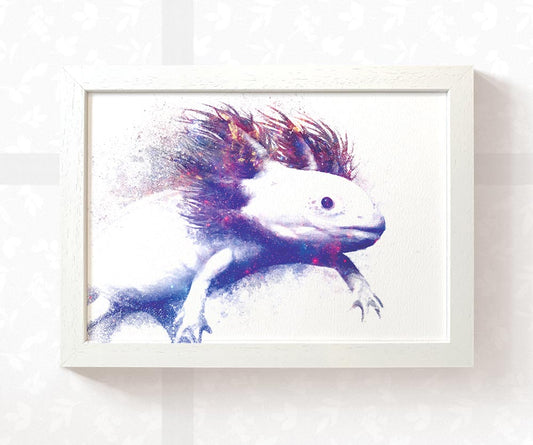 Galactic Axolotl Art Print | Space Salamander Wall Art