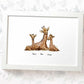Framed A3 giraffe print featuring mom and children with names for the best mothers day gift
