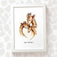 Giraffe family print personalised with message and displayed in an A4 white wood frame for a thoughful gift for mum