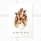 Printed A4 illustration of a giraffe family of 5 personalised with names for a special mothers day present