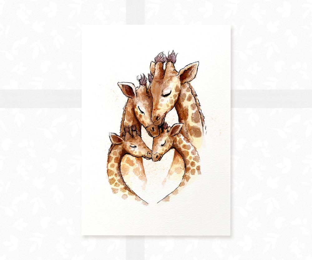 New Baby Shower Gift Safari Jungle Nursery Decor Animal Wall Art Giraffe Print Newborn Boy Girl