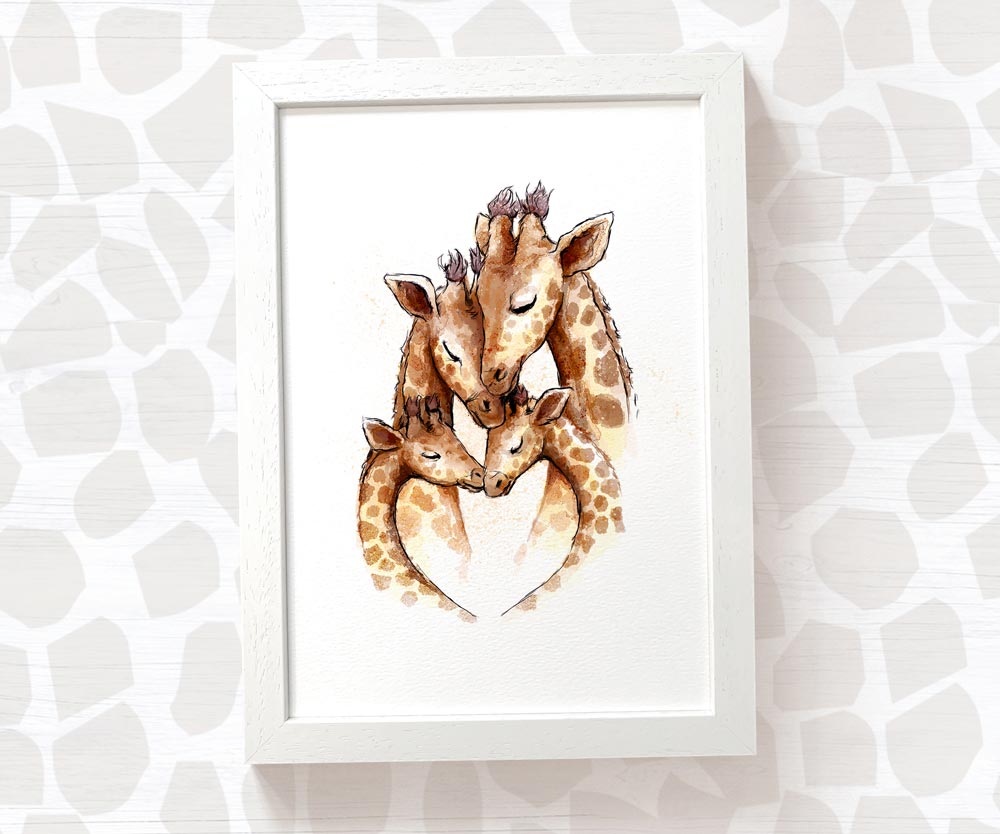 New Baby Gift Safari Nursery Decor Childrens Animal Wall Art Giraffe Print Playroom Newborn First Birthday