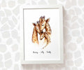 Personalised Giraffe Family of Three Print 2A1B