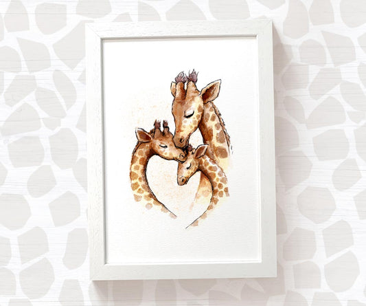 New Baby Gift Safari Nursery Decor Childrens Animal Wall Art Giraffe Print Playroom Newborn First Birthday