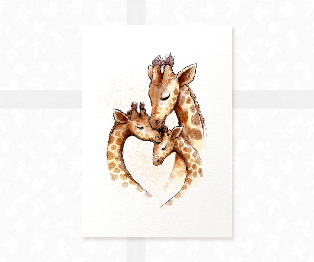 New Baby Shower Gift Safari Jungle Nursery Decor Animal Wall Art Giraffe Print Newborn Boy Girl