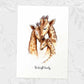 Giraffe family art print personalised with a message for a special mothers day present