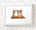 Giraffes Safari Animal Nursery Print for Triplets