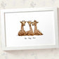 Three baby giraffes framed A3 family print with names for a unique baby shower gift