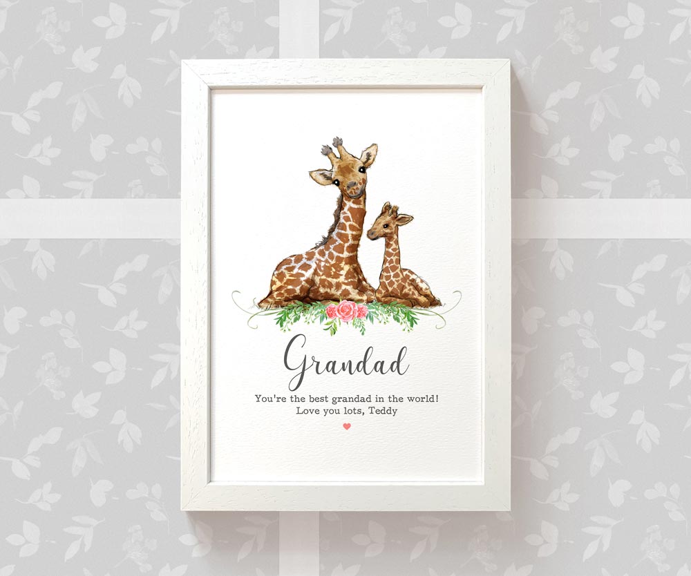 Thank You Personalised Name Gift Animal Prints Giraffe Wall Art Custom Fathers Day Dad Grandad Present