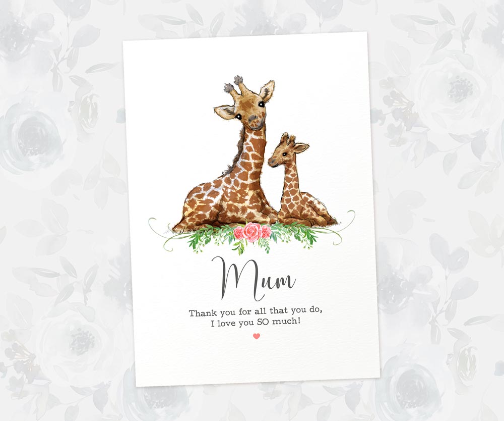 Thank You Personalised Name Gift Animal Prints Giraffe Wall Art Custom Fathers Day Son Grandad Present