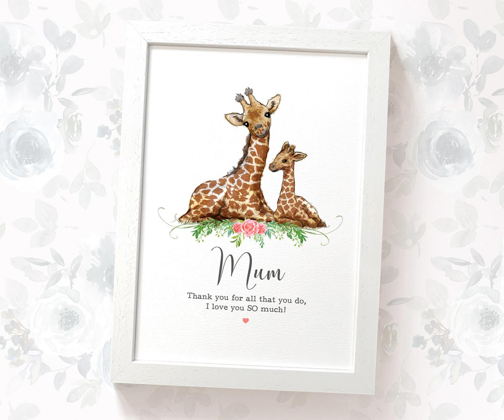 Thank You Personalised Name Gift Animal Prints Giraffe Wall Art Custom Mothers Day Daughter Teacher Present