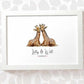 Giraffe Couple A4 Framed Print Personalized With Names And Date For An Exceptional First Anniversary Gift Idea