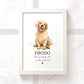 Golden Retriever Dog Puppy Pet Portrait Memorial Loss Christmas Gift Name Sign Personalised Framed Art Print