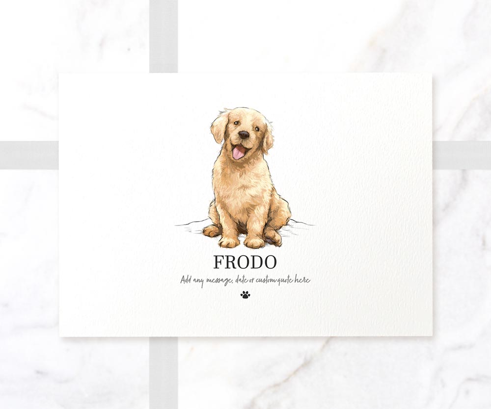 Golden Retriever Puppy Dog Decor New Pet Portrait Memorial Christmas Gift Name Custom Wall Art Print