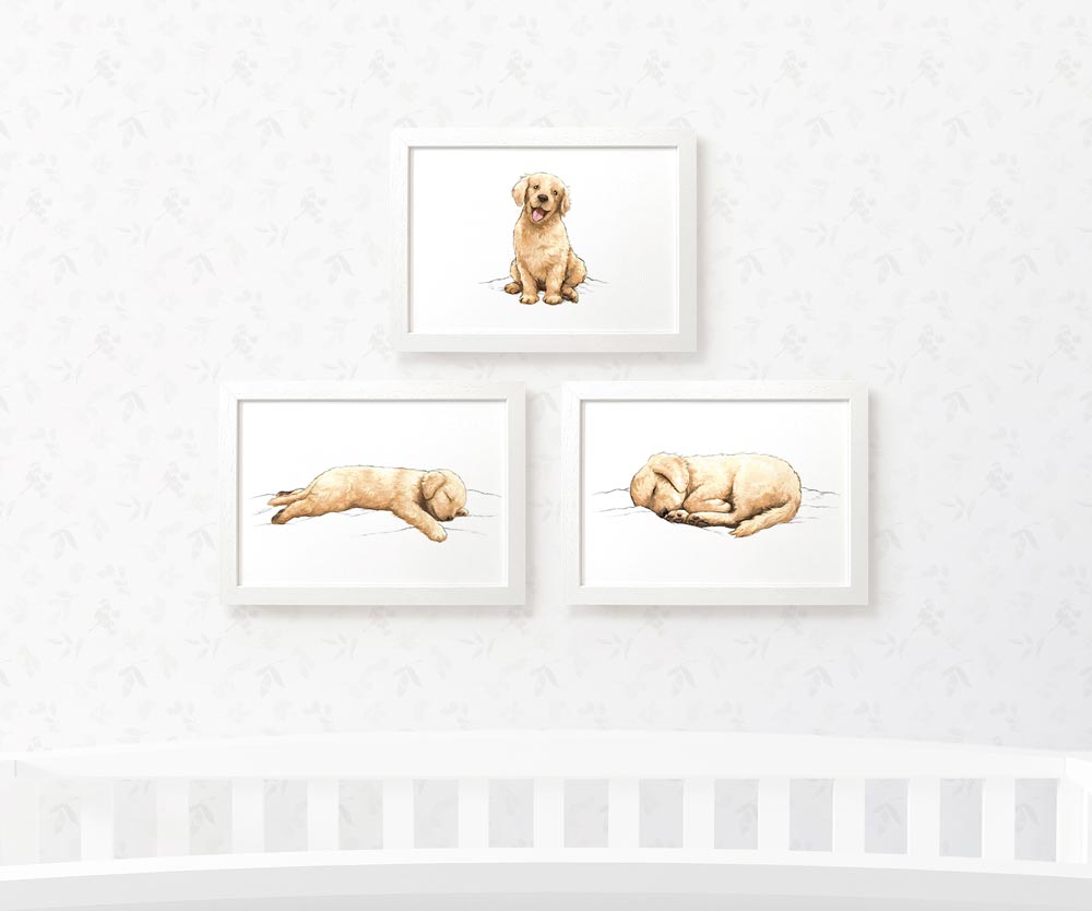 Dog Nursery Prints New Baby Shower Gift Boy Girl Childrens Wall Art Set Playroom Decor UK
