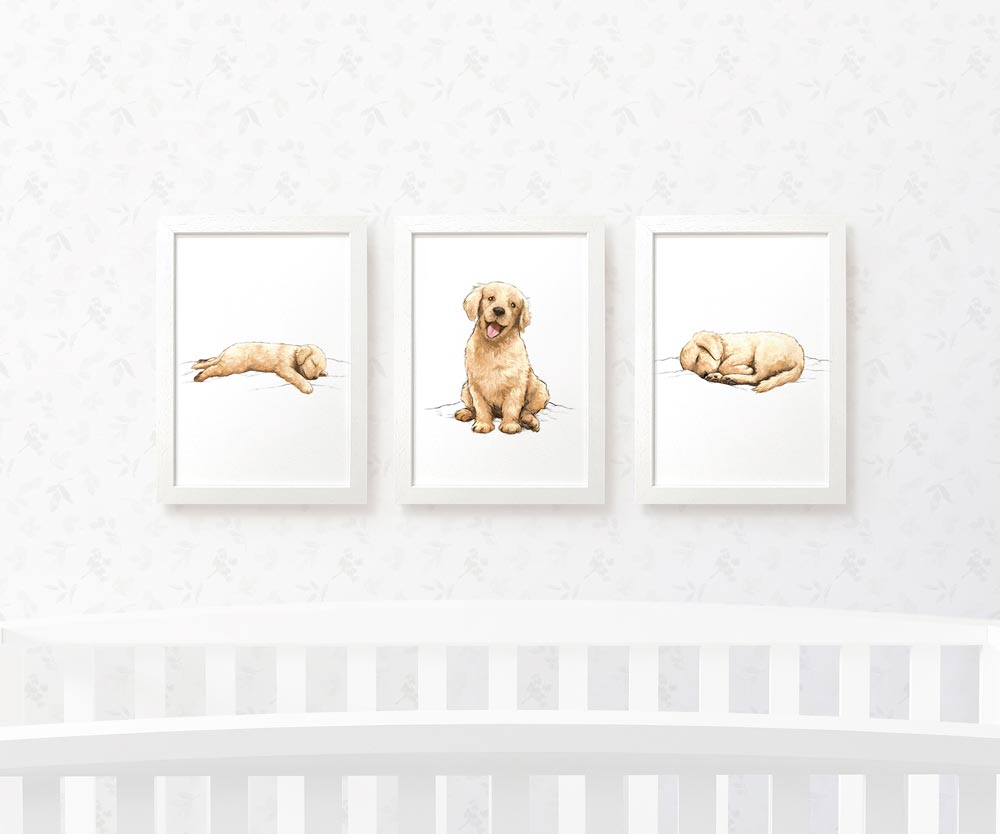 Dog Nursery Prints New Baby Shower Pregnancy Gift Boy Girl Childrens Wall Art Set Newborn Playroom
