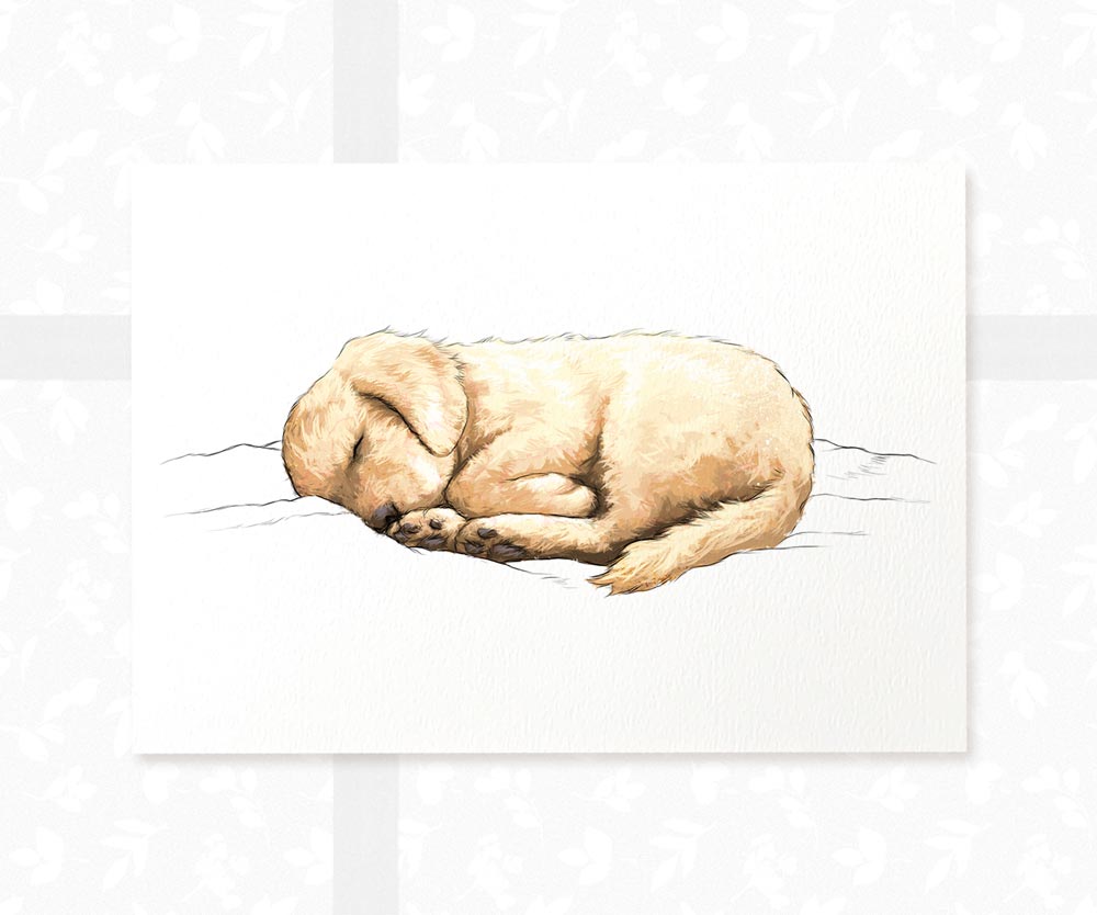 Dog Nursery Prints New Baby Shower Gift Boy Girl Golden Retriever Sleeping Wall Art Playroom Decor