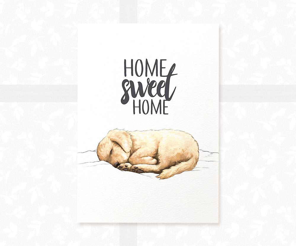 Golden Retriever "Home Sweet Home" Sleeping Dog Art Print