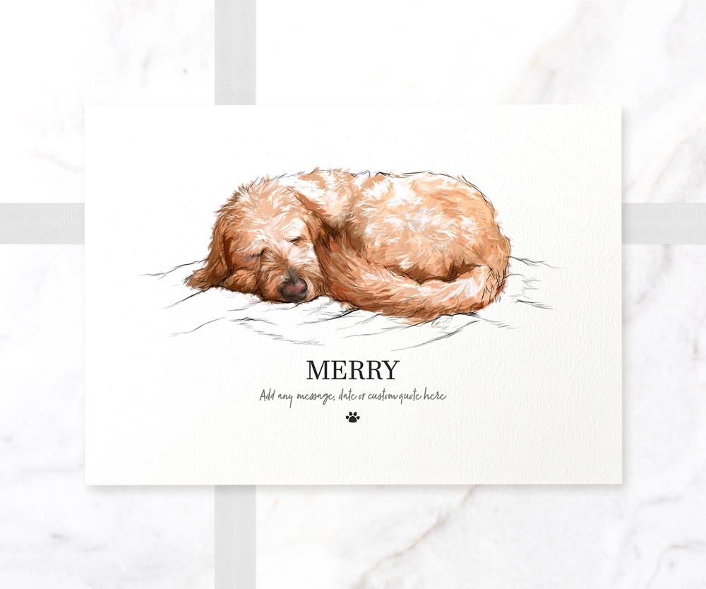Goldendoodle Dog Puppy Personalised New Pet Portrait Memorial Loss Christmas Gift Custom Wall Art Poster Print