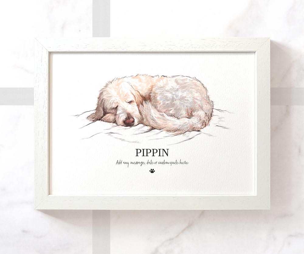 Goldendoodle Personalised Dog Poster Pet Portrait Memorial Loss Birthday Christmas Gift Name Sign Custom Framed Print