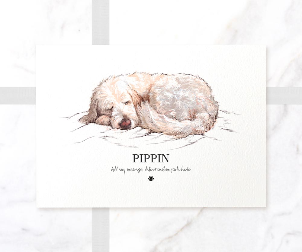 Goldendoodle Puppy Dog Decor New Pet Portrait Memorial Loss Christmas Gift Name Custom Wall Art Print