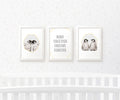 Emperor Penguins Twin Nursery Prints Set of 3 Grey