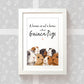 Framed A3 wall art print with quote "A house is not a home without guinea pigs"