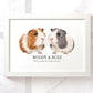 Guinea pig pair wall art print in A3 frame with personalised pet names Woody and Buzz