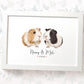 Guinea pig couple framed wedding anniversary art print with personalised names and date