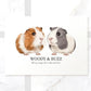 Custom guinea pigs wall art on A4 textured paper with personalised pet names and message