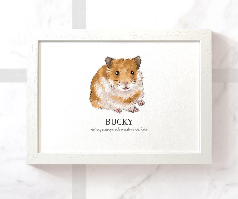 Hamster New Personalised Poster Pet Portrait Memorial Loss Birthday Christmas Gift Name Sign Custom Framed Print