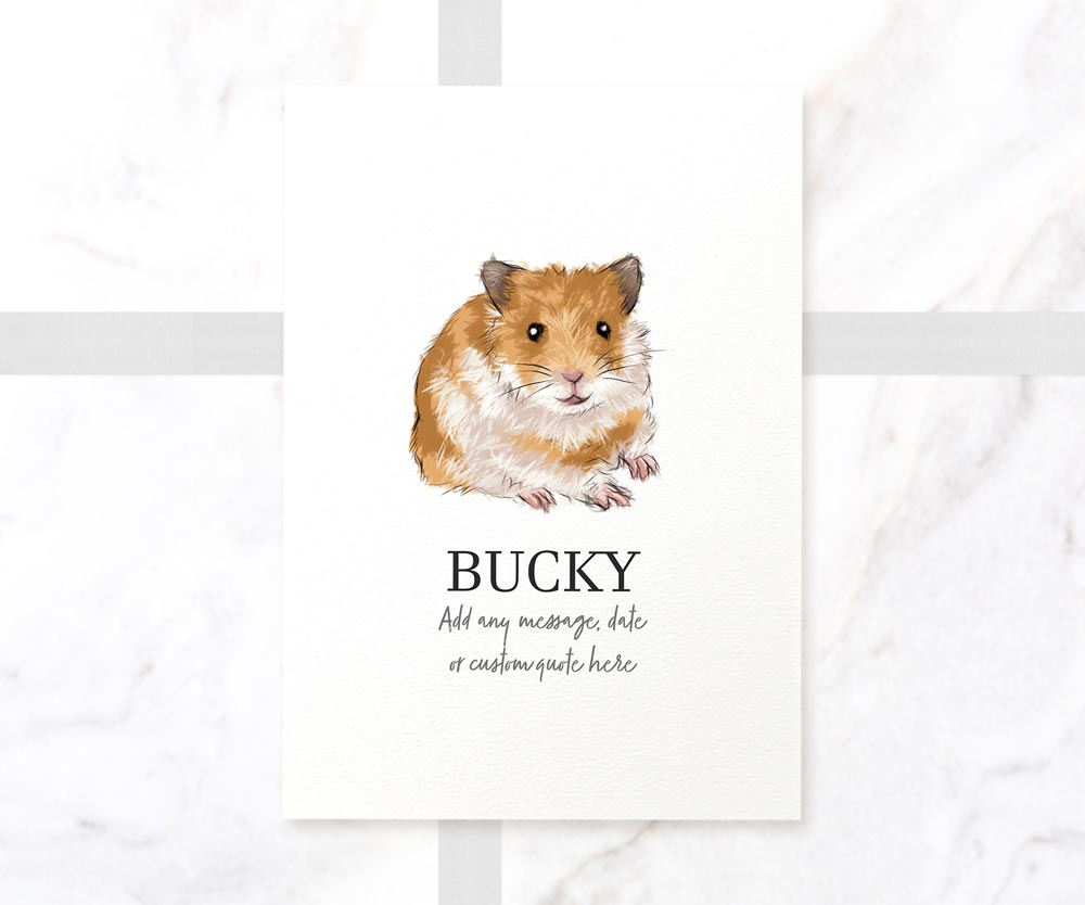 Hamster Personalised New Pet Portrait Memorial Loss First Birthday Christmas Gift Custom Wall Art Poster Print