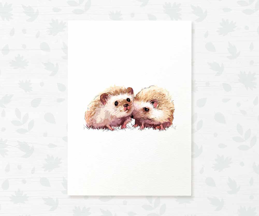 Twin Hedgehogs Woodland Nursery Art Print | Children's Wall Art