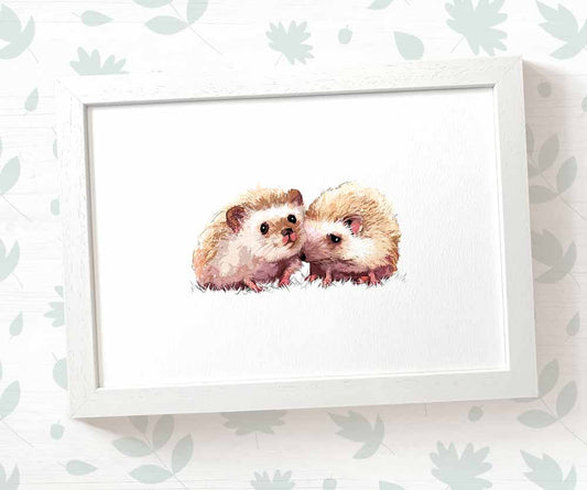 Hedgehogs Woodland Animal Nursery Print for Twins