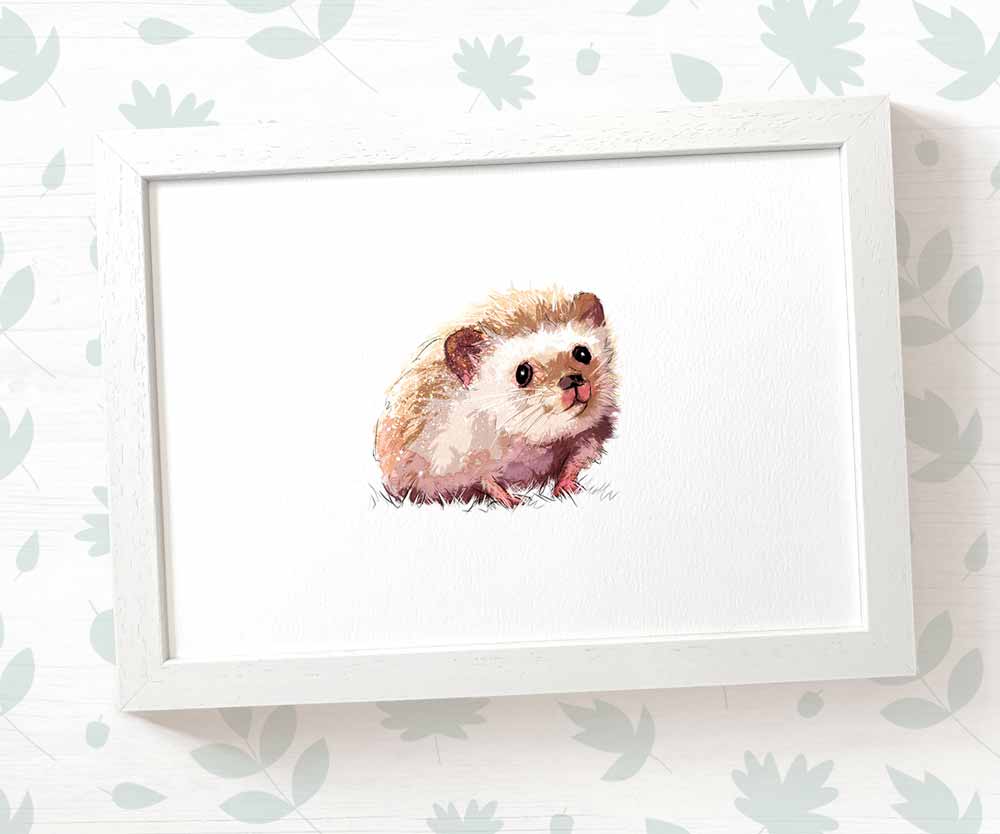 Hedgehog Woodland Nursery Art Print | Children's Wall Art