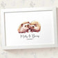 Hedgehog Couple A4 Framed Print Personalized With Names And Date For An Exceptional First Anniversary Gift Idea