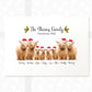 Christmas 2022 Party Decoration Family Portrait Personalised Name Keepsake Festive Highland Cow Santa Hat Mistletoe Print