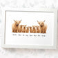 Animal Family Name Personalised Gift Prints Highland Cow Wall Art Custom Birthday Baby Nursery Mothers Grandchildren