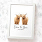 Personalized Highland Cow Couple A4 Framed Print Featuring Names and Date For A Special First Anniversary Gift