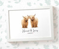 Personalised Highland Cow Wedding Anniversary Print